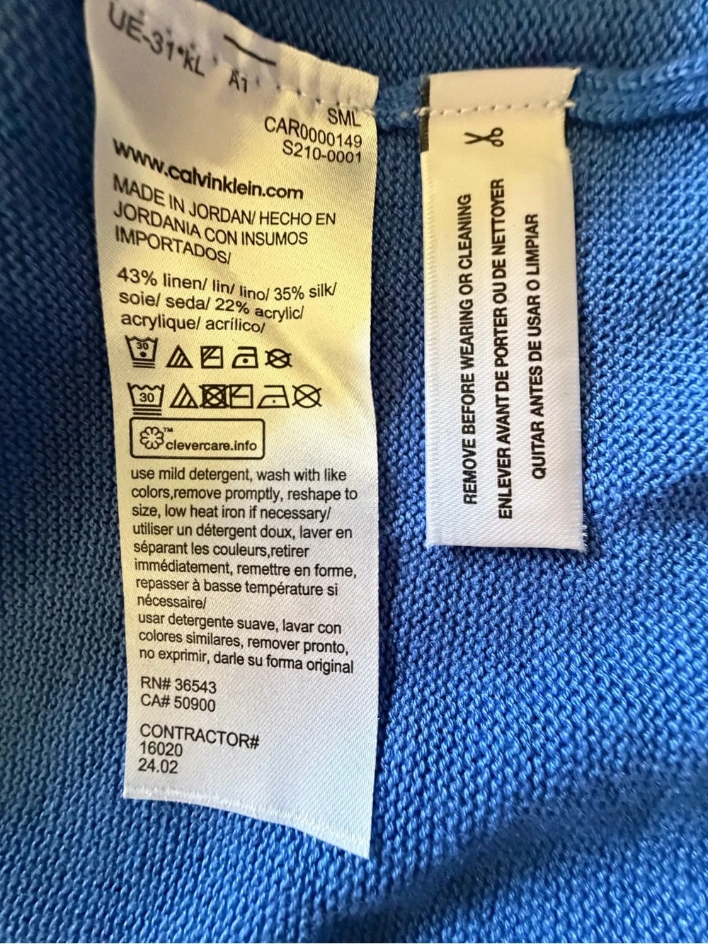 Calvin Klein Men's Royal Blue Linen Blend Crewneck Sweater XXL